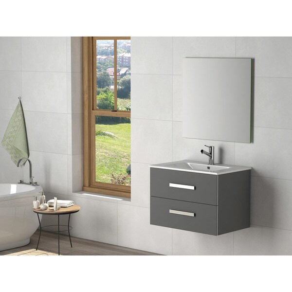 Eviva Astoria Black With White Integrated Porcelain Sink 28 Inch Bathroom Vanity