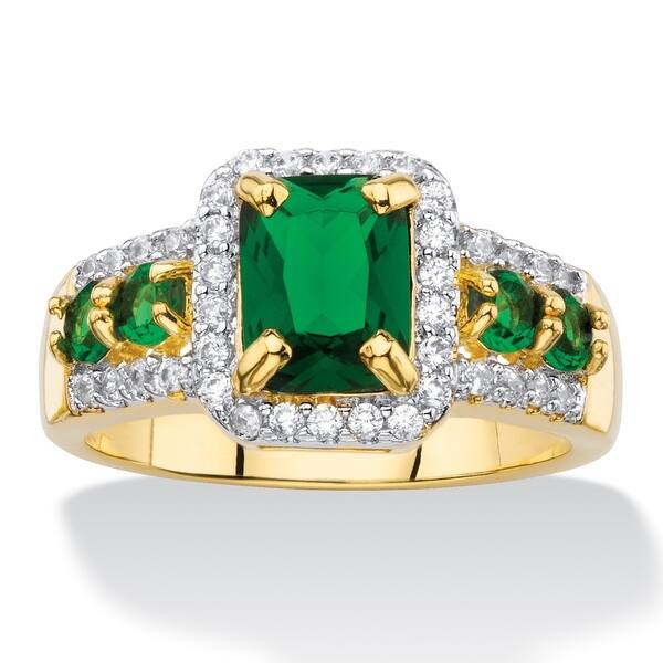 Green Emerald CZ Band 14kt Yellow Gold Filled Women's Engagement Ring Size 6-10