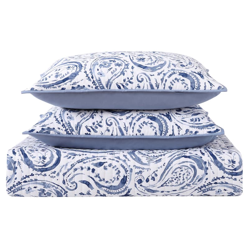 Oceanfront Resort Indienne Paisley Printed Cotton 3-Piece Quilt Set