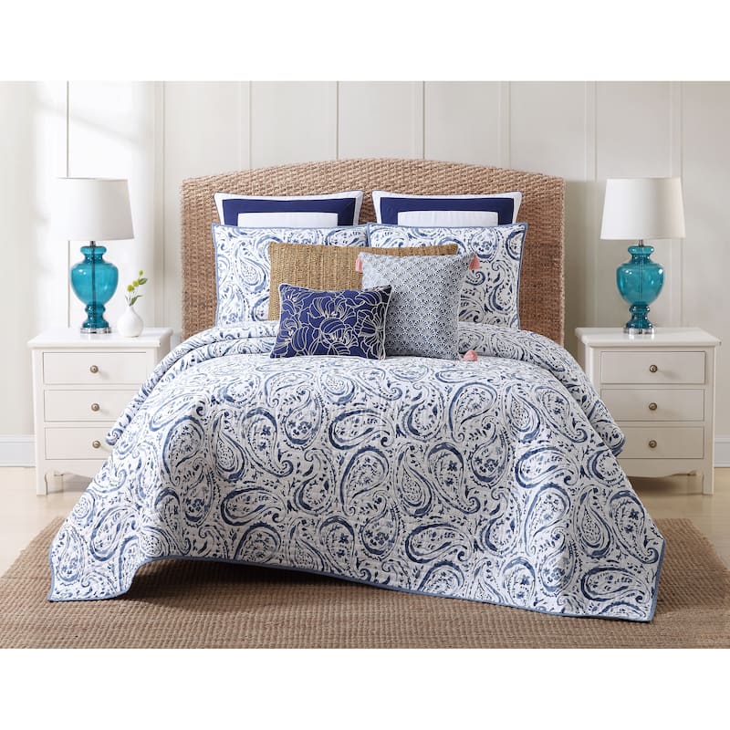 Oceanfront Resort Indienne Paisley Printed Cotton 3-Piece Quilt Set