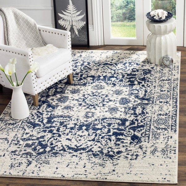 Safavieh Madison Vintage Boho Medallion Cream Navy Area Rug Safavieh Madison Vintage Boho Medallion Cream Navy Area Rug 12 X27 X