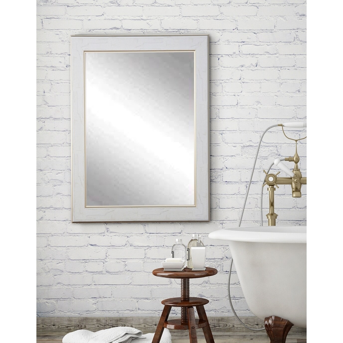 Multi Size White Cracked Gold Wall Mirror aged white/gold Bed Bath   Beyond 16411510