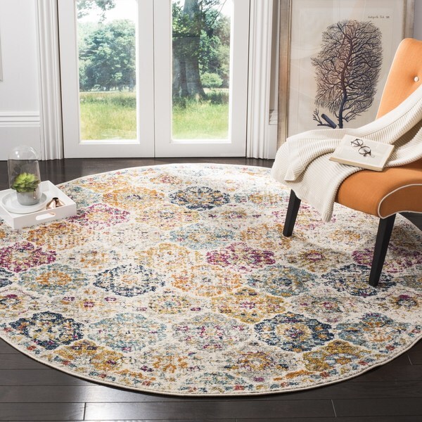 Shop Safavieh Madison Avery Boho Vintage Cream/ Multi Distressed Rug 5' x 5' Round On Sale