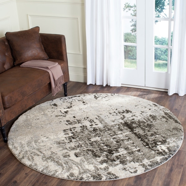 Safavieh Retro Modern Abstract Light Grey/ Grey Area Rug - 8' Round