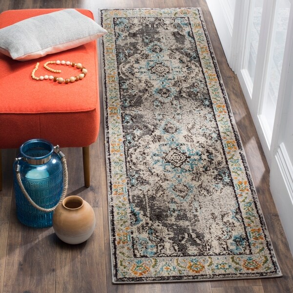 Safavieh Monaco Vintage Oriental Grey/ Light Blue Runner Rug - 2'2 x 16'