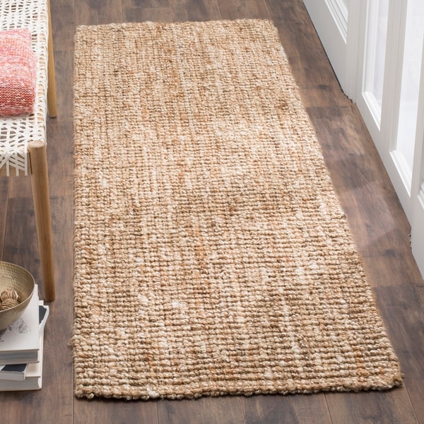 Safavieh Natural Fiber Coastal Geometric Hand-Woven Jute Natural/ Ivory Runner Rug - 2'6 x 22'