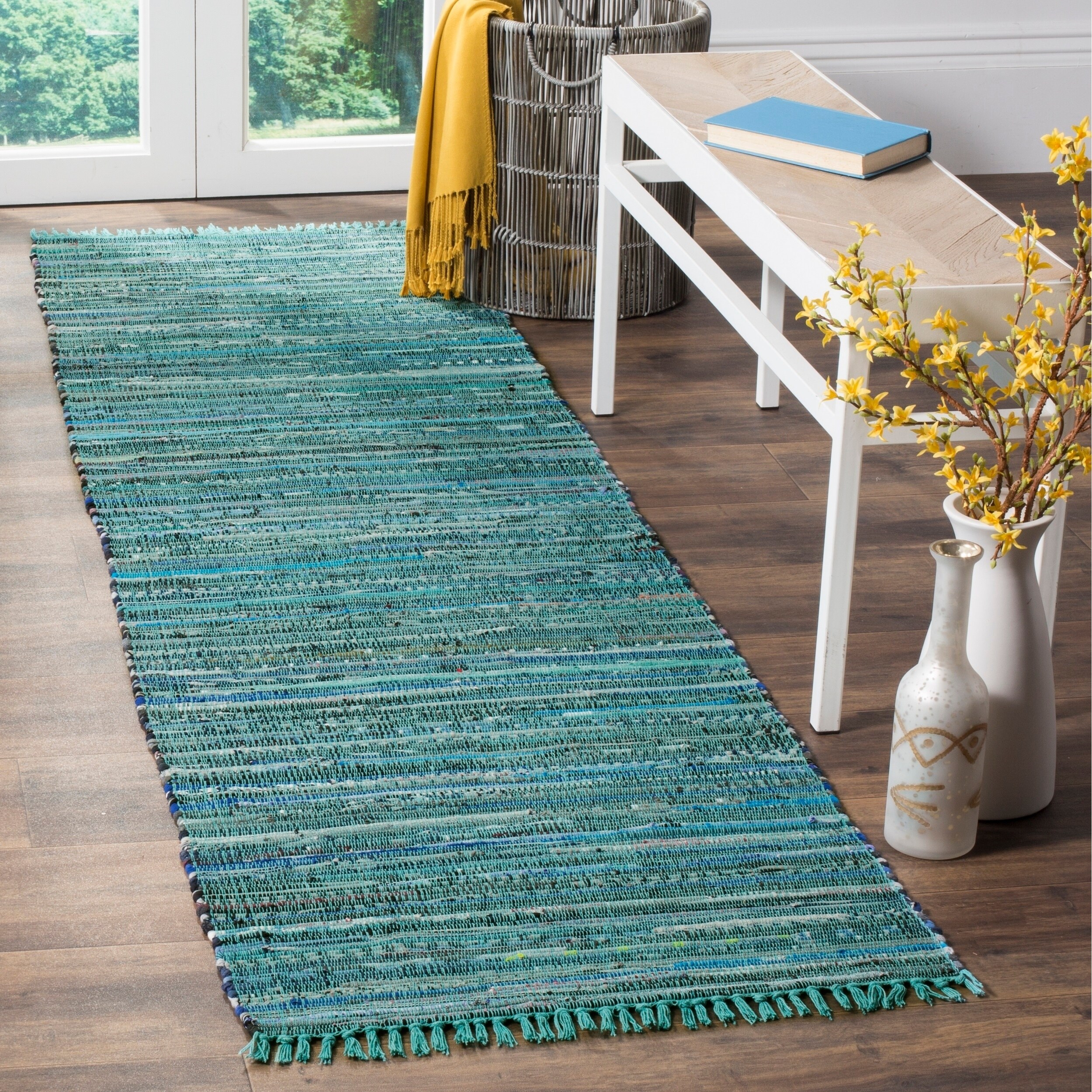 Shop Safavieh Rag Rug Transitional Stripe Hand Woven Cotton Turquoise 