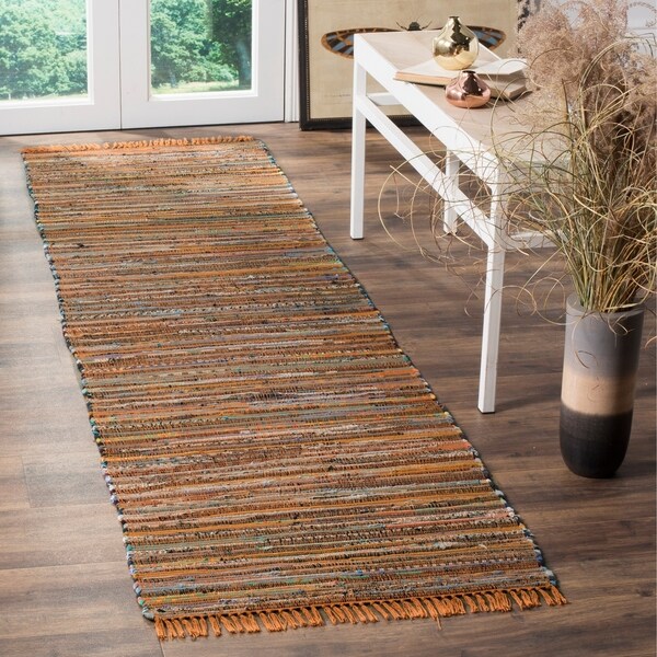 Shop Safavieh Rag Rug Transitional Stripe Hand Woven Cotton Gold Multi 