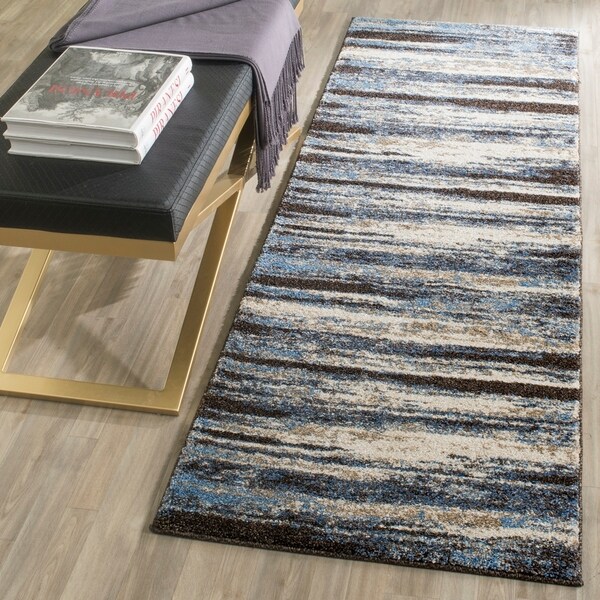 Safavieh Retro Modern Abstract Cream Blue Runner Rug 2 3 X Safavieh Retro Modern Abstract Cream Blue Runner Rug 2 X27 3