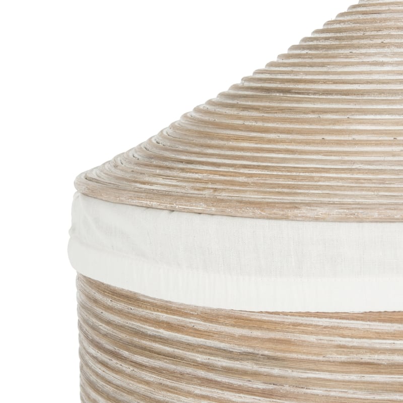 SAFAVIEH Wellington Rattan White Wash Storage Hamper With Liner - 19.5" x 19.5" x 33.1"