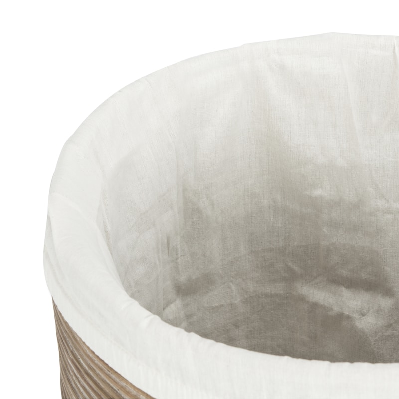 SAFAVIEH Wellington Rattan White Wash Storage Hamper With Liner - 19.5" x 19.5" x 33.1"