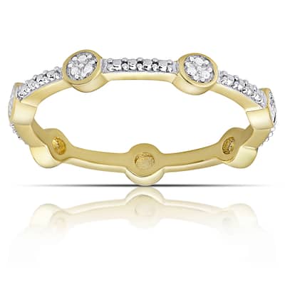 Finesque Gold over Silver or Sterling Silver Diamond Accent Eternity Band Ring (I-J, I2-I3) (Size 7)