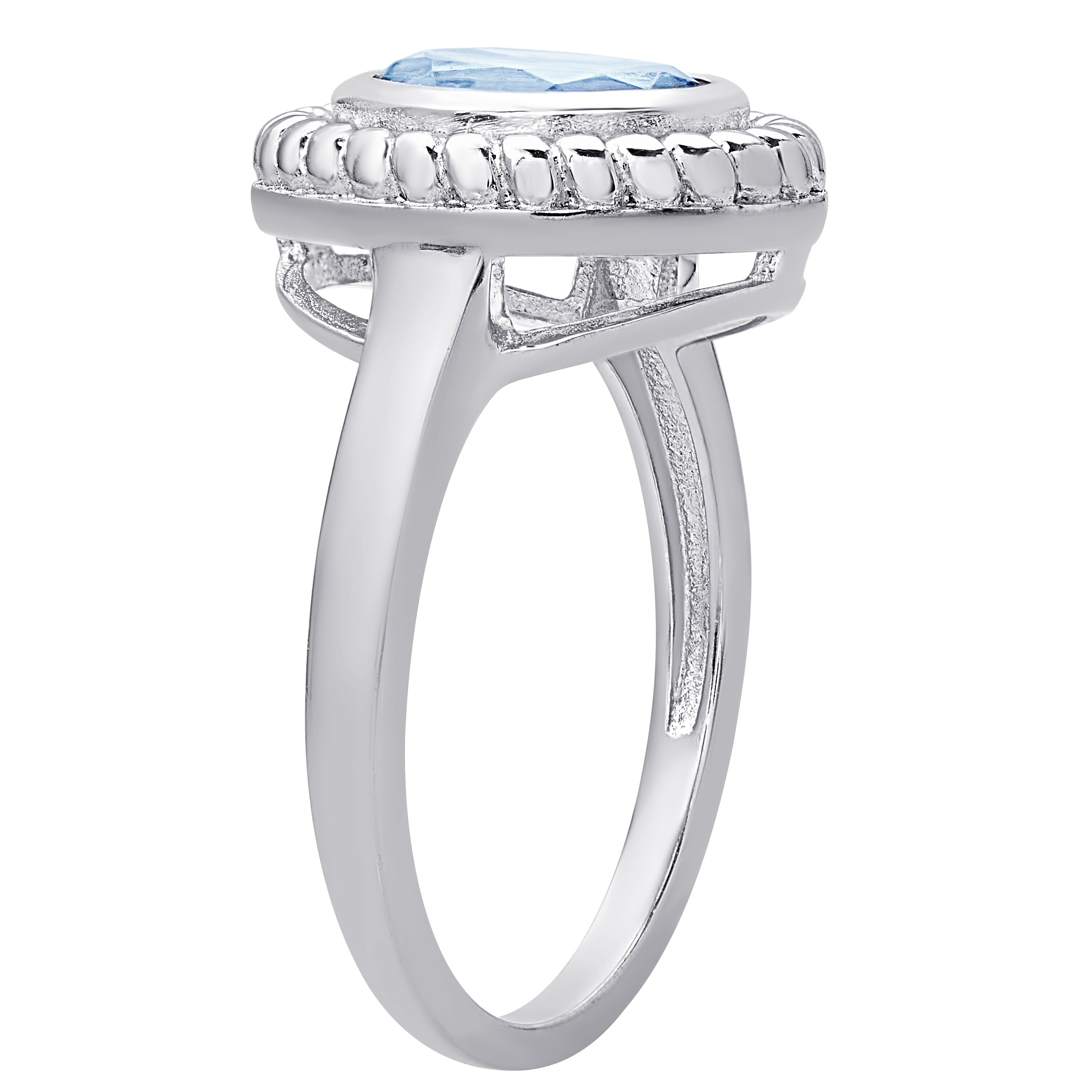 Shop Dolce Giavonna Sterling Silver Blue Topaz Oval Cocktail Ring Size 7 On Sale Free Shipping On Orders Over 45 Overstock 16413161