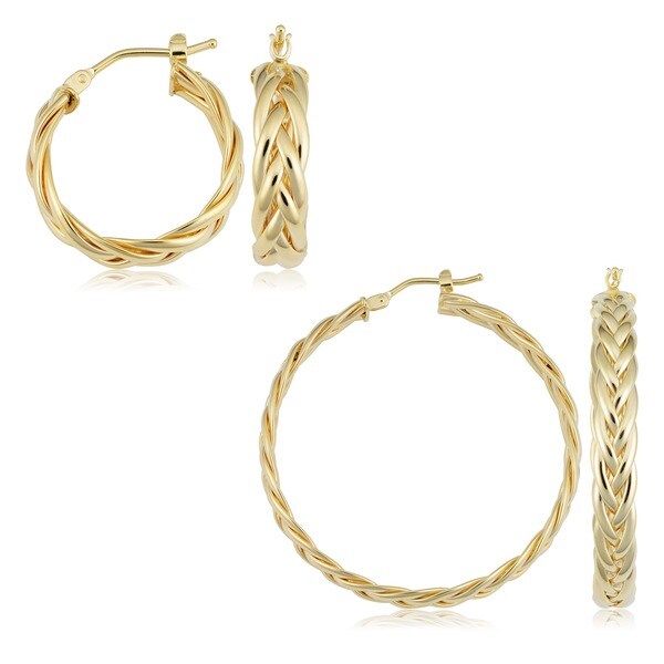 Shop Fremada Italian 14k Yellow Gold Braided Hoop Earrings (small or big) - On Sale - Free ...