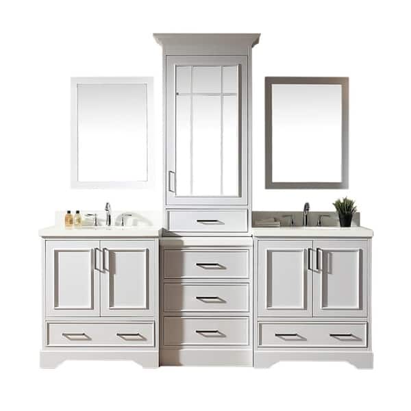 Shop Stafford White Wood 85 Inch Double Sink Vanity Set With