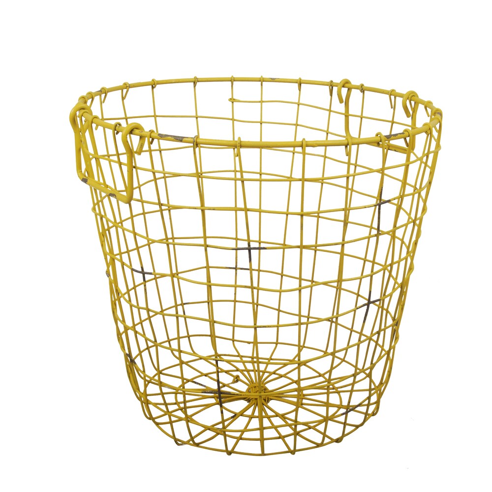 Grafton Antique Yellow Wire 14-inch x 13-inch Round Basket