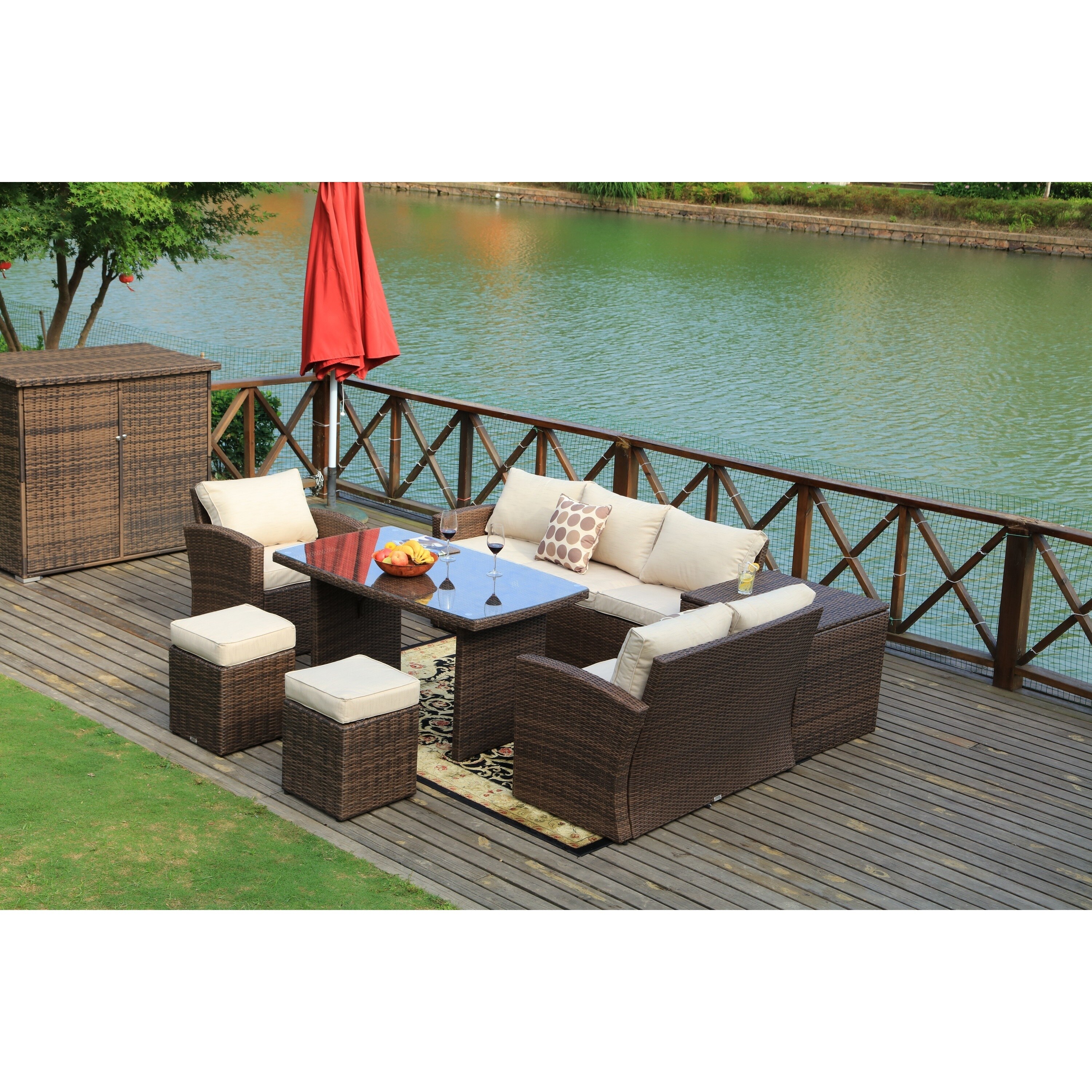 Shop Cannes Outdoor 7 Piece Patio Furniture Set With Side Storage Box By Direct Wicker On Sale Overstock 16416700