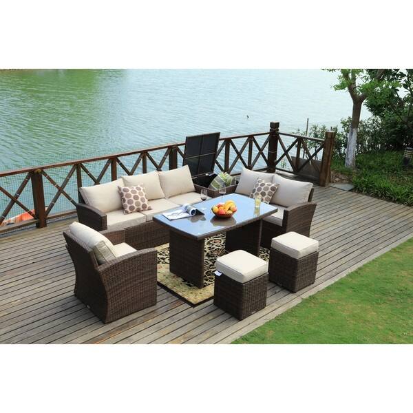 Shop Cannes Outdoor 7 Piece Patio Furniture Set With Side Storage Box By Direct Wicker On Sale Overstock 16416700