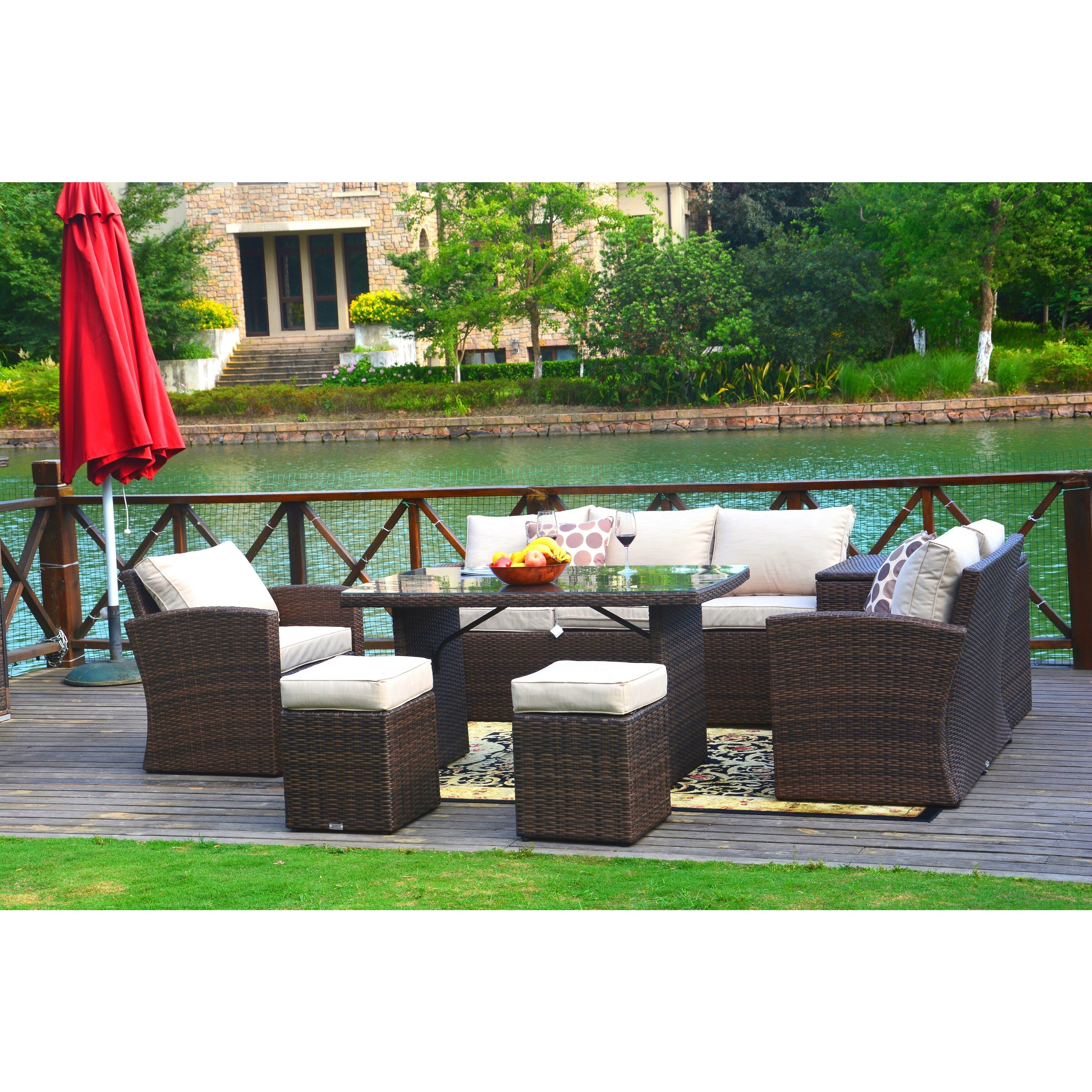 Shop Cannes Outdoor 7 Piece Patio Furniture Set With Side Storage Box By Direct Wicker On Sale Overstock 16416700