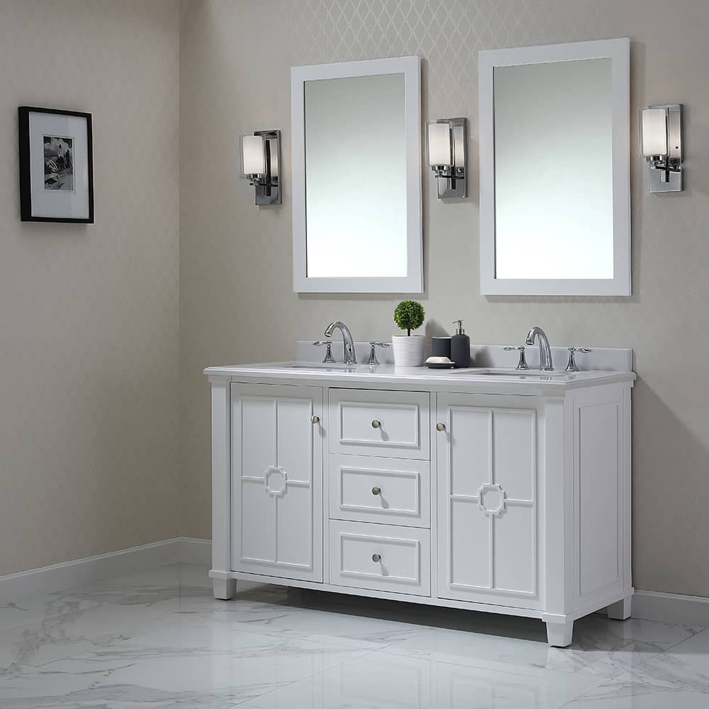 OVE Decors Positano White Wood 60-inch Bathroom Vanity
