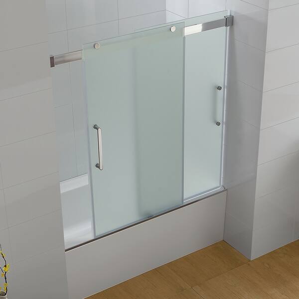 Ove Decors Beacon Double Sliding Frosted Glass Bathtub Door Set Overstock 16417219