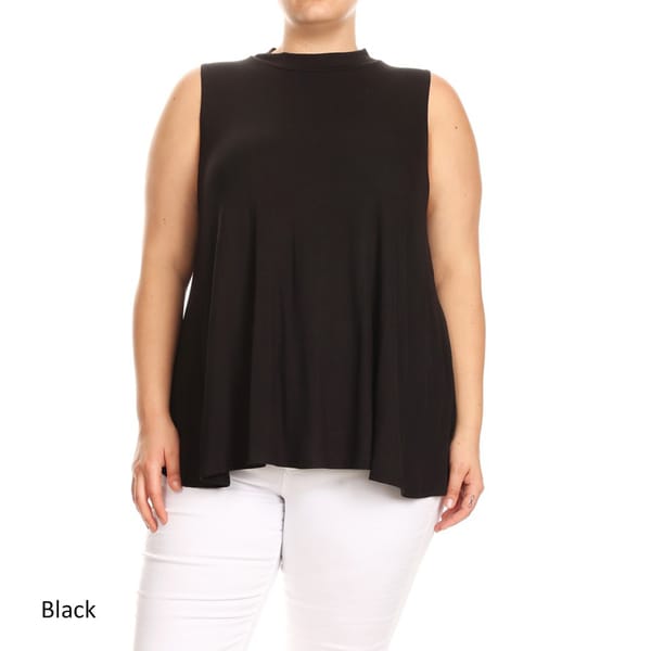 women's plus size sleeveless mock turtleneck