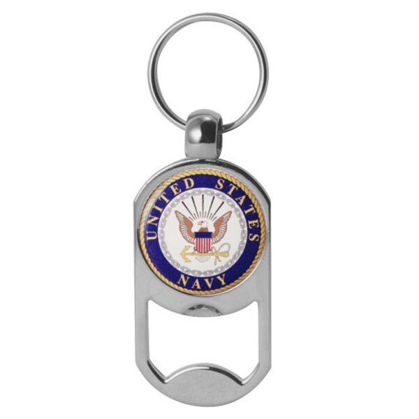 US Navy Crest Dog Tag Bottle Opener Military Keychain 1-1/8 Inch by 2 Inches