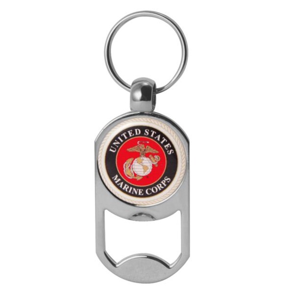 US Marine Corps Crest Dog Tag Bottle Opener Military Keychain 1-1/8 Inch by 2 Inches