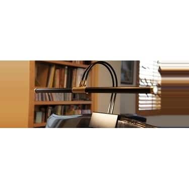 Cocoweb 22" LED Grand Piano Lamp, Energy Efficient, Bi-Rotational Shades, Light Dimmer Included - Black with Brass Accents