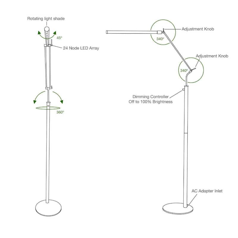 Slim High Power Dimmable LED Piano Floor Lamp