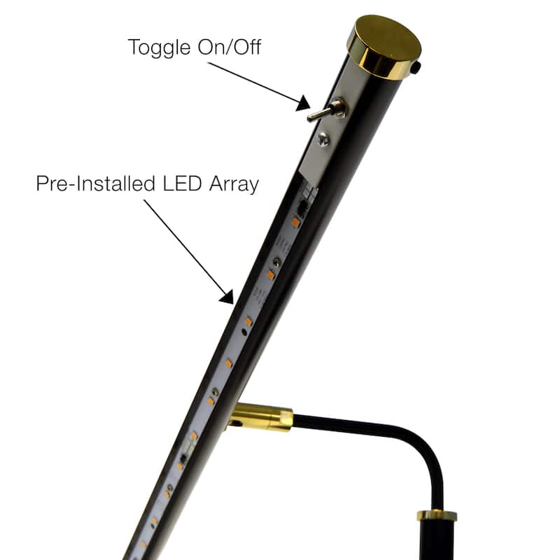 19 4-height LED Piano Lamp - Black/Brass Accents - On Sale - Bed Bath ...