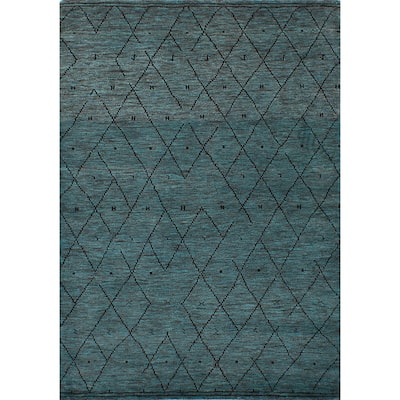eCarpetGallery Hand-knotted Arlequin Green/Grey Wool Rug (7'6 x 7'10)