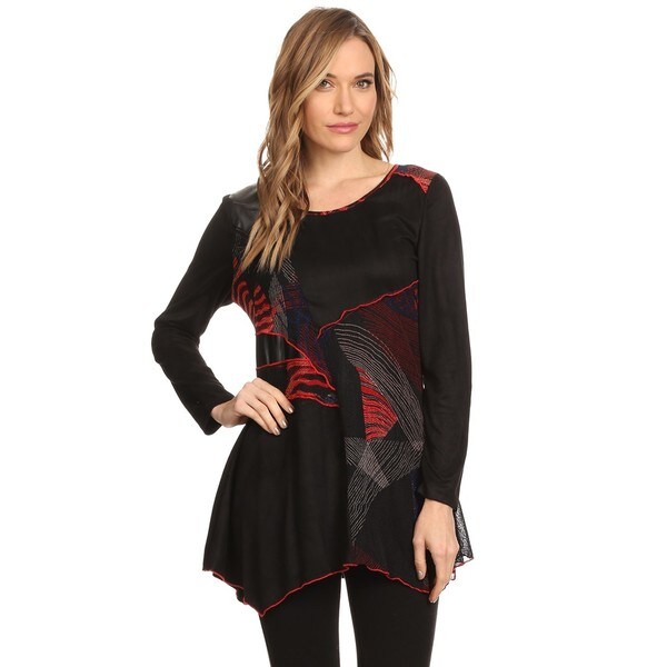 round neck patchwork lace tunic