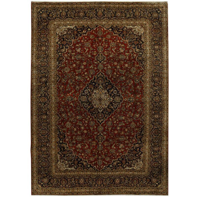 HERAT ORIENTAL Handmade One-of-a-Kind Kashan Wool Rug - 9'9 x 13'9