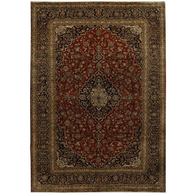 HERAT ORIENTAL Handmade One-of-a-Kind Kashan Wool Rug - 9'9 x 13'9