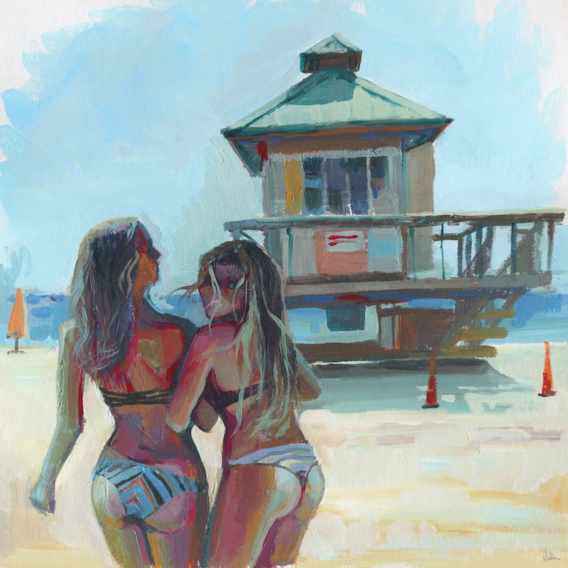 'Beach Girls' Painting Print on Wrapped Canvas - Multi-Color