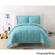 preview thumbnail 1 of 12, My World Solid Reversible 3-piece Comforter Set Turquoise/Grey - Full - Queen