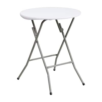 Offex 24" Round Granite White Plastic Folding Table