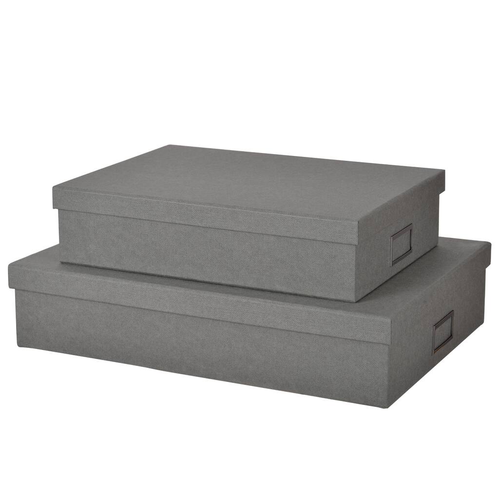 Ismay Lidded Grey Paper Storage Box (Set of 2)