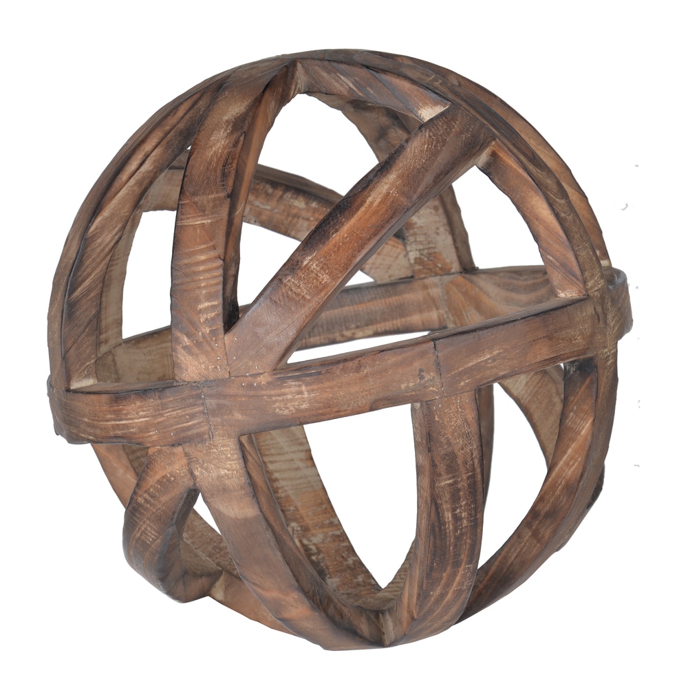 Brown Fir Wood 10-inch Decorative Ball