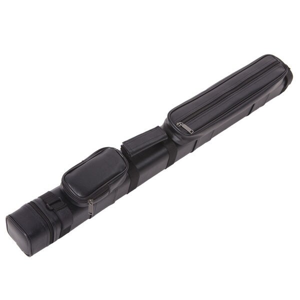 Pool Cue Case 1/2 4-Hole Faux Leather with Handle Black