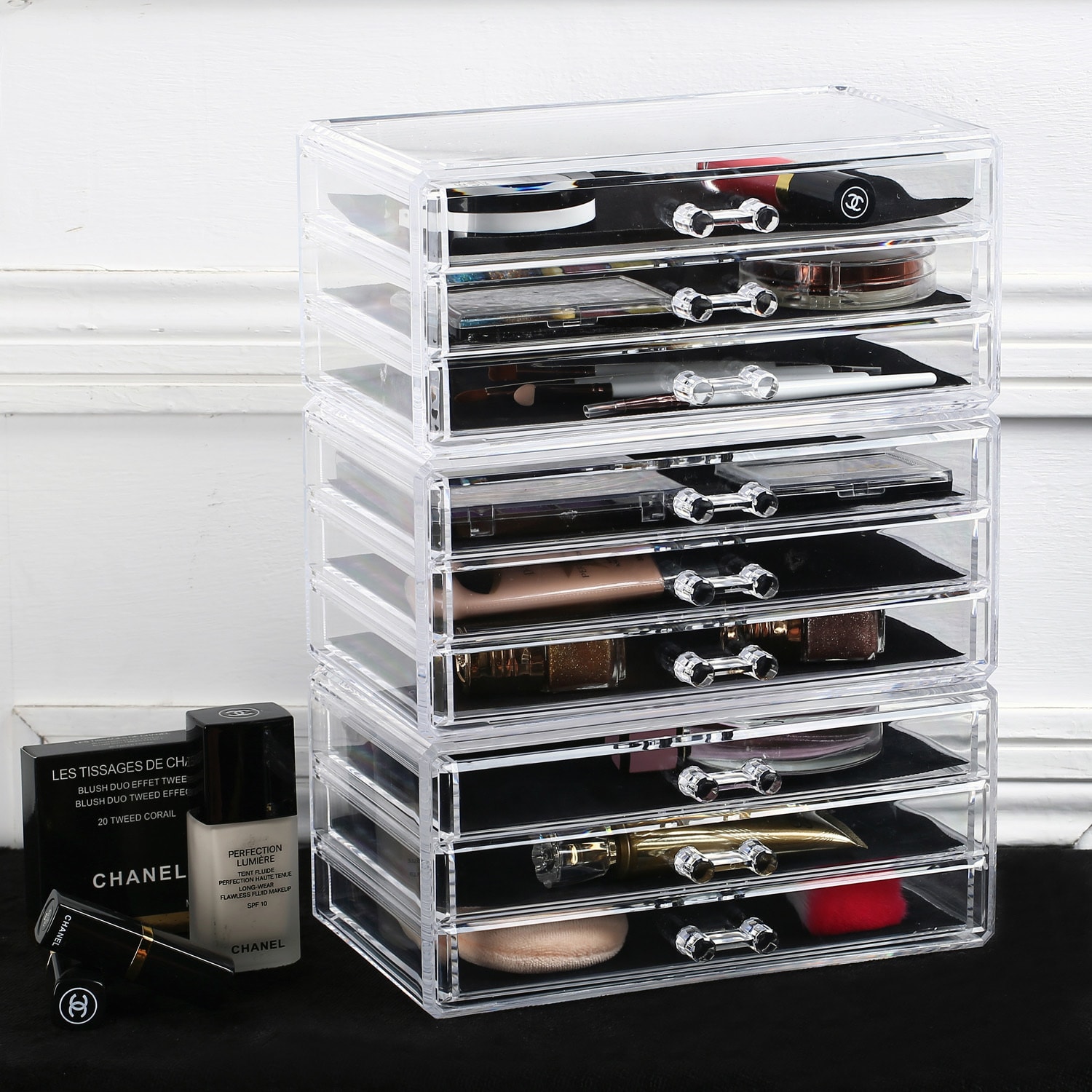 IKEE DESIGN®: Acrylic Makeup Organizer Drawer, Five Pieces Set
