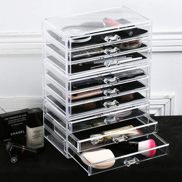 Ikee Design Acrylic 3 Drawers Jewelry Organizer Display Chest with Gray  Compartment Trays. Made in Taiwan - Zen Merchandiser