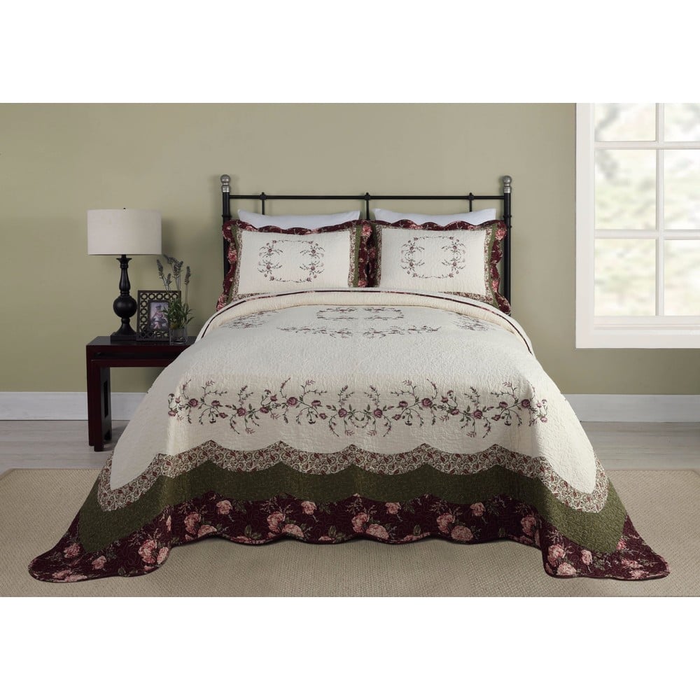 Modern Heirloom Brooke Pieced Floral Embroidered Bedspread