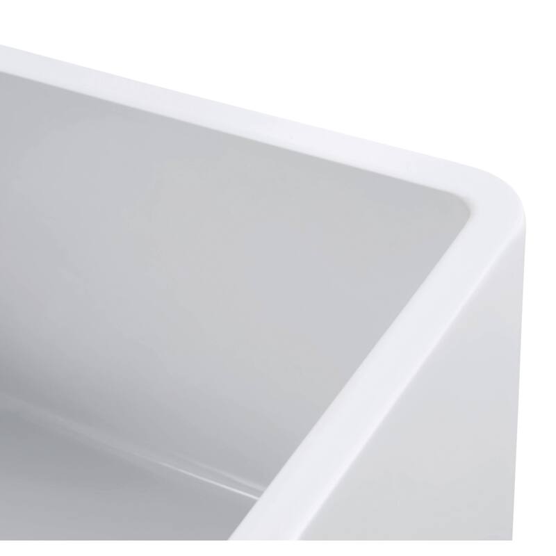Sutton Place Fireclay 33" L x 18" W Double Bowl Farmhouse Kitchen Sink with Grid & Strainer In White