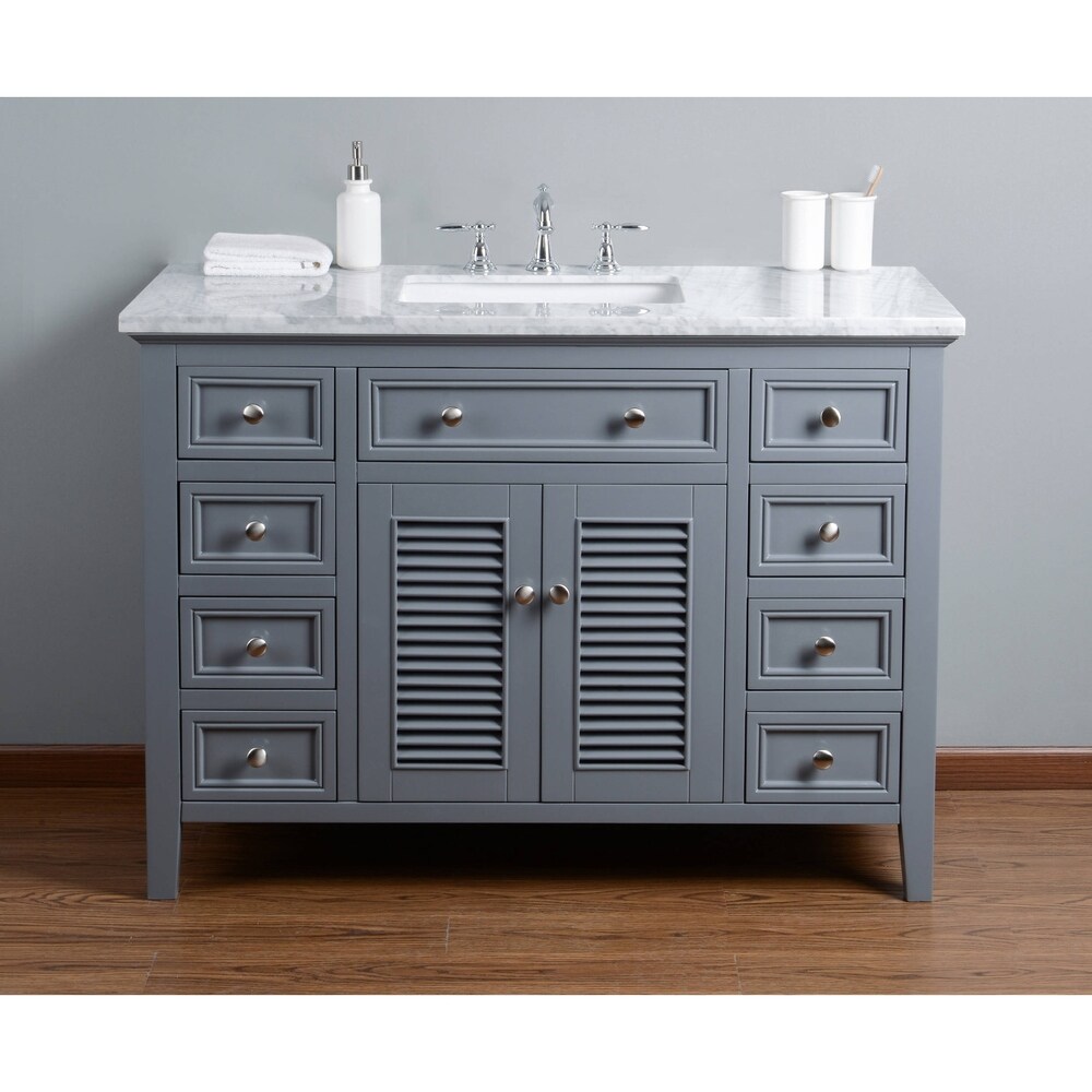 Stufurhome HE-7131B-60-CR 60 in. Brittany Double Sink Bathroom Vanity with Mirror, Dark Blue