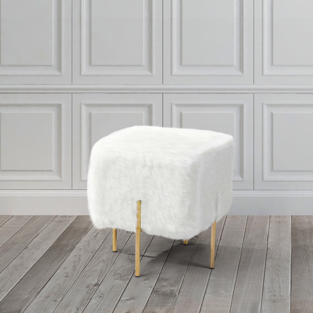 Kiev Ottoman Small White Fur Kiev Ottoman Small White Fur
