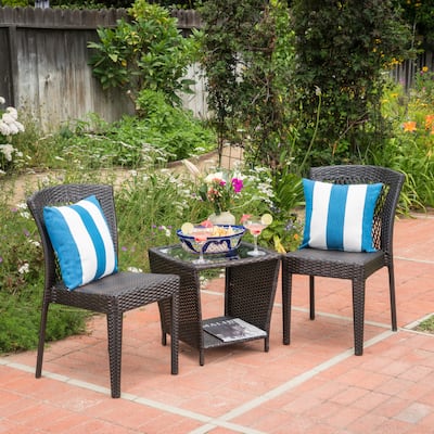 Astor Outdoor 3-piece Square Wicker Bistro Chat Set by Christopher Knight Home
