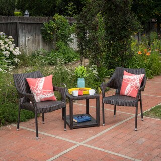 Astoria Outdoor 3-piece Square Wicker Bistro Chat Set by Christopher Knight Home