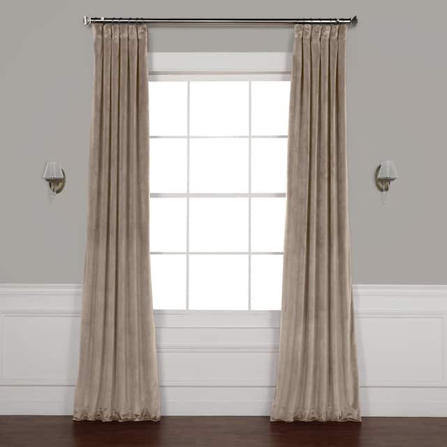 Exclusive Fabrics Heritage Plush Velvet Single Curtain Panel - 50 X 108 - gallery taupe